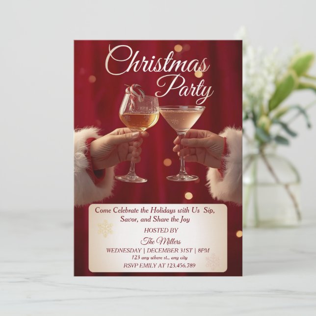 Invitation Jingle And Mingle Christmas Cocktail Party  (Debout devant)
