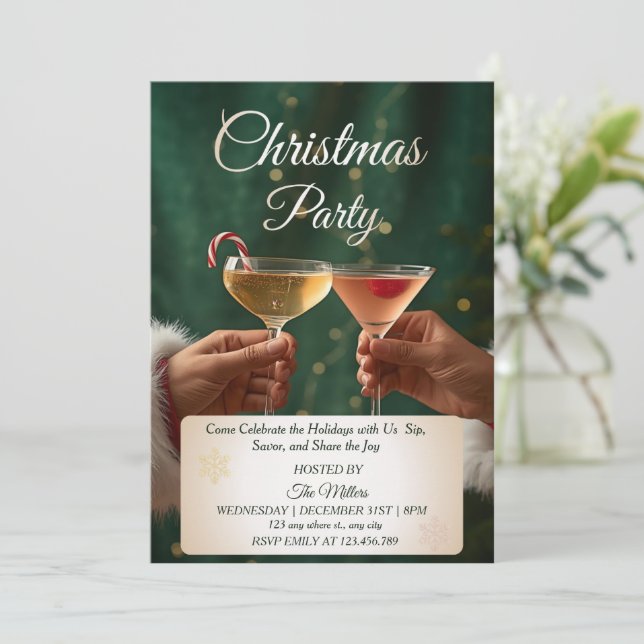 Invitation Jingle And Mingle Christmas Cocktail Party  (Debout devant)
