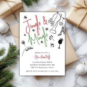 Invitation Jingle And Mingle Fête Festive Doddle Noël 