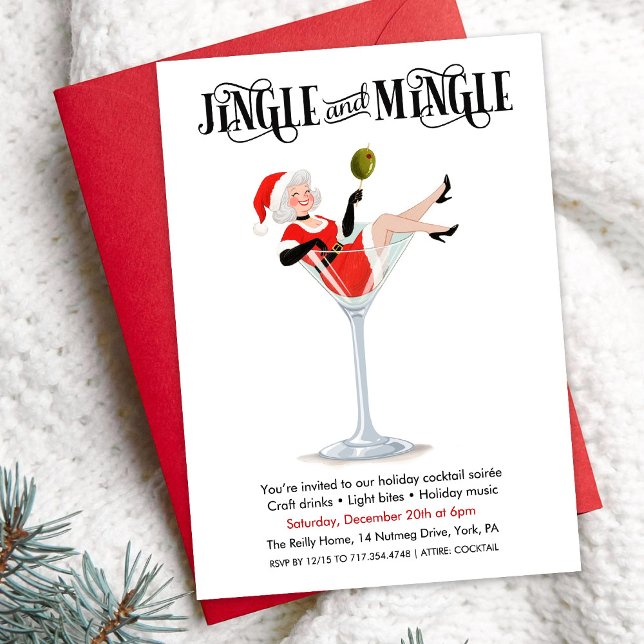 Invitation Jingle and Mingle Holiday Cocktail Martini (Créateur téléchargé)