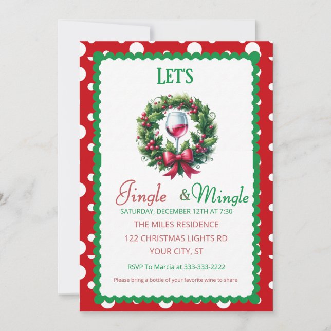 Invitation Jingle and Mingle Holiday Cocktail Party (Devant)