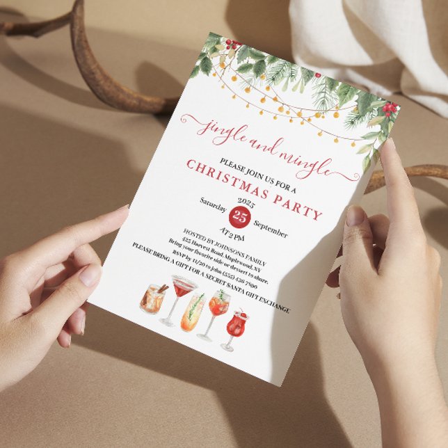 Invitation  jingle and Mingle String Christmas Cocktail Party (jingle and Mingle String Christmas Cocktail Party Invitation)