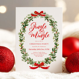 Invitation Jingle And Mingle Wreath Christmas Party