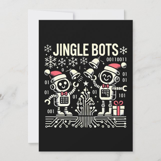 Invitation Jingle Bots Festive Robots de vacances avec chapea (Devant)
