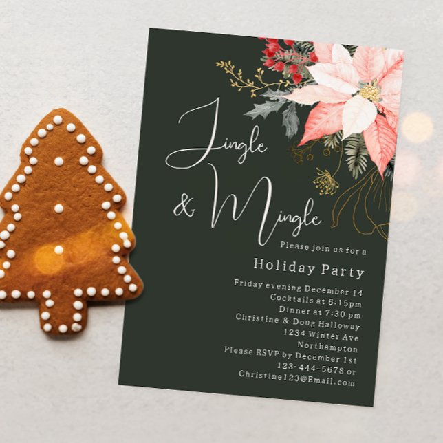 Invitation Jingle de Noël Floral d'hiver & Fête Mingle (Créateur téléchargé)