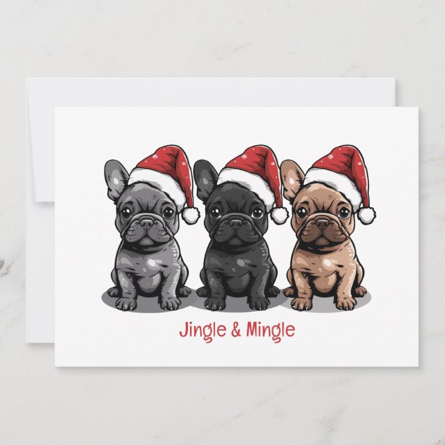 Invitation Jingle Et Mingle Christmas Français Bulldog (Devant)