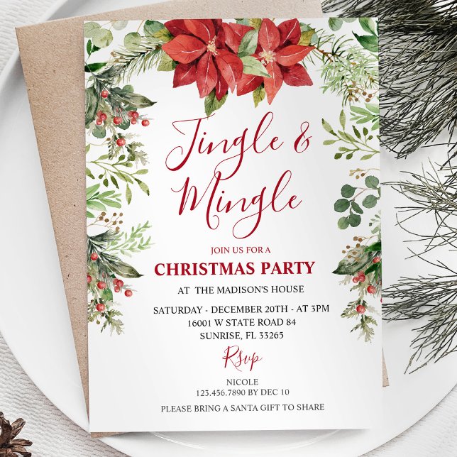 Invitation Jingle et Mingle Floral verdoyants Noël d'hiver (Créateur téléchargé)