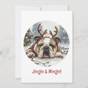 Invitation Jingle Et Mingle Noël Anglais Bulldog