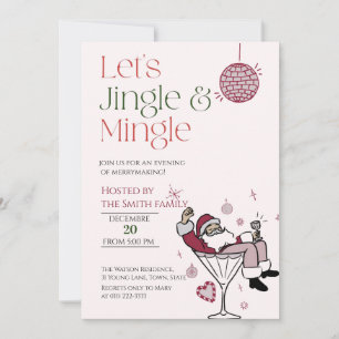 Invitation Jingle et Mingle, Père Noël Cocktail Party