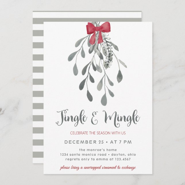 Invitation Jingle et Mingle sous le mistletoe Holiday (Devant / Derrière)