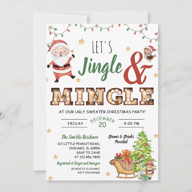 Invitation Jingle et Mingle Ugly Sweat Party (Devant)