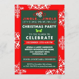 Invitation Jingle Jingle Le temps de Noël vert rouge à Mingle