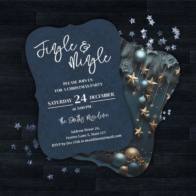 Invitation Jingle & Mingle Blue Christmas Party (Créateur téléchargé)