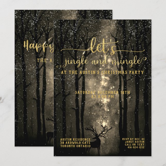 Invitation Jingle & Mingle Celestial Woodland Fête (Devant / Derrière)