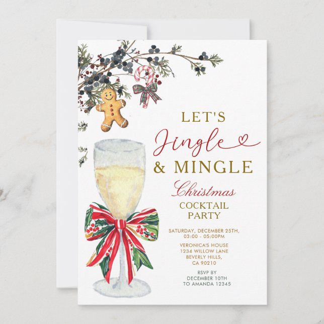 Invitation Jingle & Mingle Christmas Cocktail Party (Devant)
