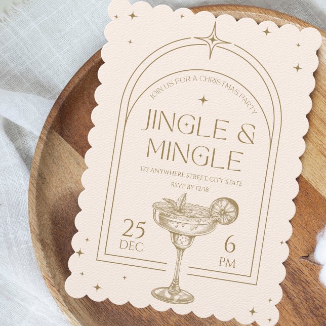 Invitation Jingle & Mingle Cocktail Vintage Noël (Retro Vintage Christmas Cocktail Party Invitation)