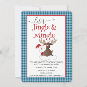 Invitation Jingle Mingle drôle Père Noël reindeer fête