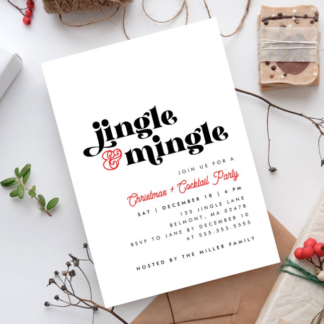Invitation Jingle Mingle Fête de Noël moderne Cocktail (Créateur téléchargé)