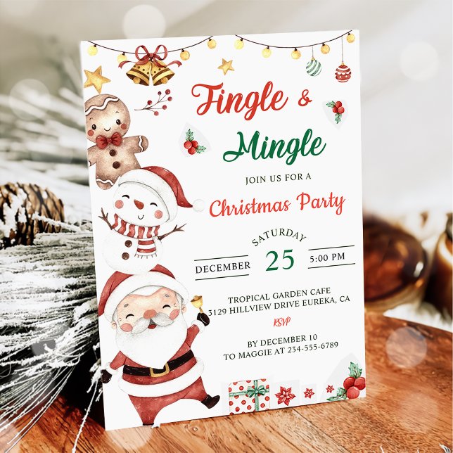 Invitation Jingle & Mingle Père Noël Christmas Party (Créateur téléchargé)