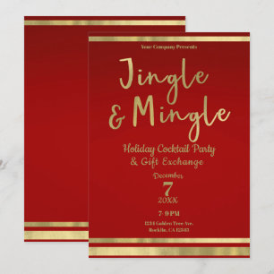 Invitation Jingle & Mingle Rouge Or Soirée d'entreprise de No
