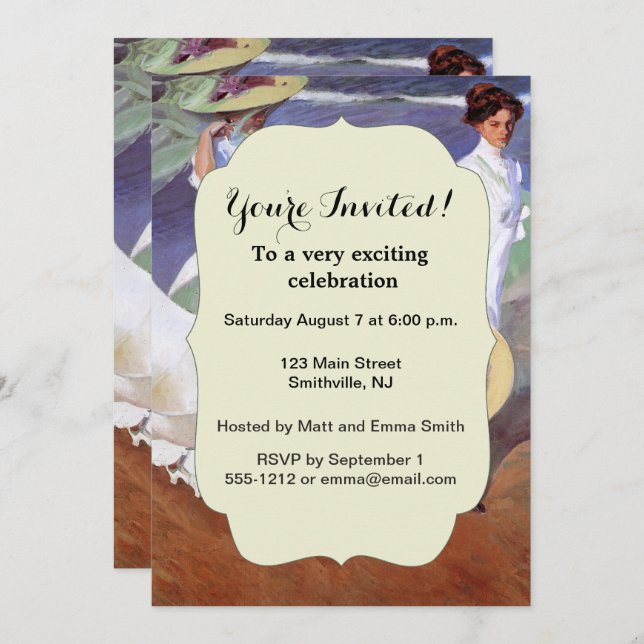 Invitation Joaquin Sorolla Femmes Promenade Plage (Devant / Derrière)