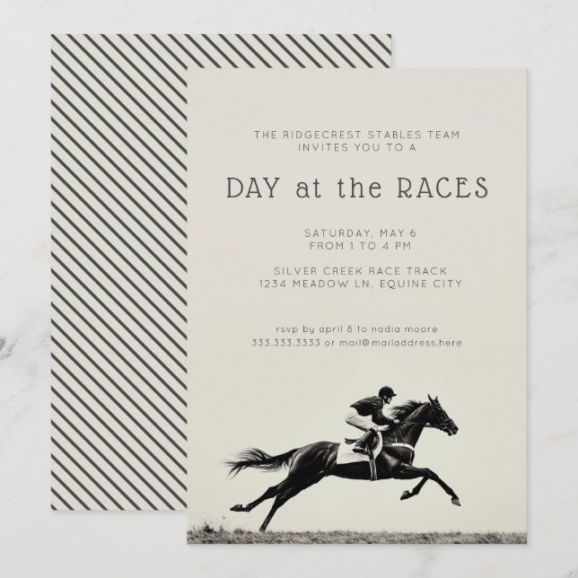 Invitation Jockey Cheval aux courses Equestre (Devant / Derrière)
