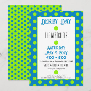 Invitation Jockey Dots en soie Vert et Bleu Derby