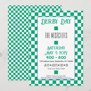 Invitation Jockey Soie Blocs Vert et Blanc Derby