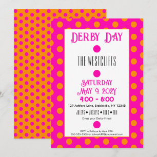 Invitation Jockey Soie Points roses chauds et orange Derby