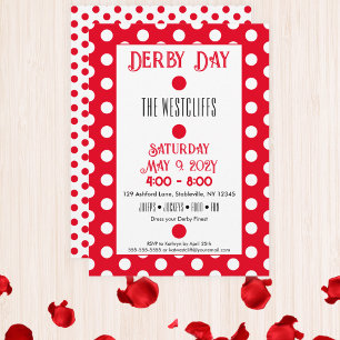 Invitation Jockey Soies Points Rouges et Blancs Derby