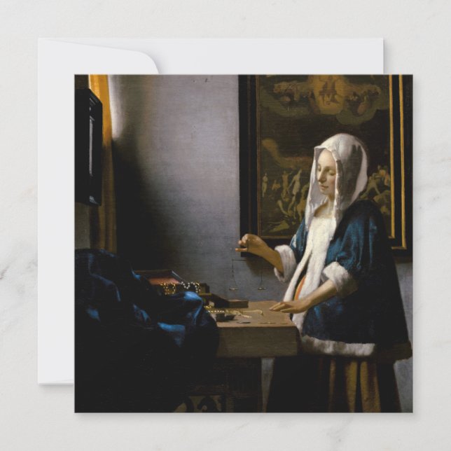 Invitation Johannes Vermeer - Femme tenant un équilibre (Devant)