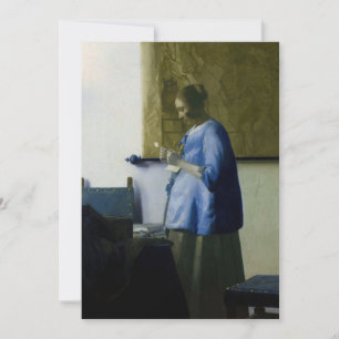 Invitation Johannes Vermeer - Une femme en bleu lisant une le
