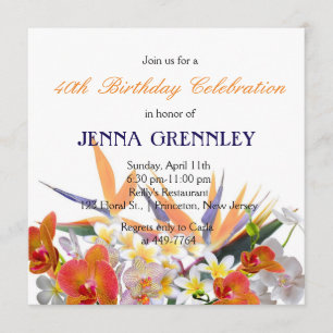 Invitation Joie Épanouie - Fête d'anniversaire Fleurs Tropica