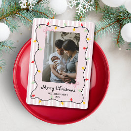 Invitation Joie photo de Noël rose blanc