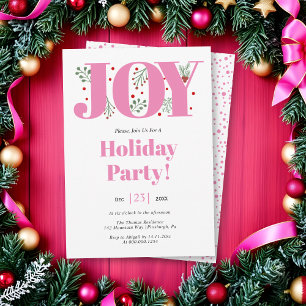 Invitation Joie rose avec baies photo de Noël
