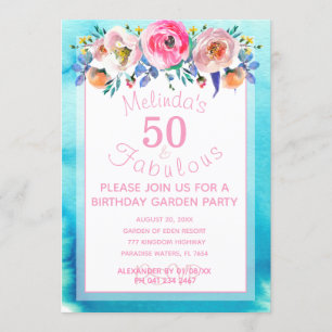 Invitation Joli 50e anniversaire Garden Party 50 et fabuleux