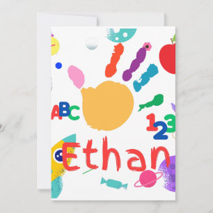 Invitation Joli ABC personnalisé pour enfants peinture manuel