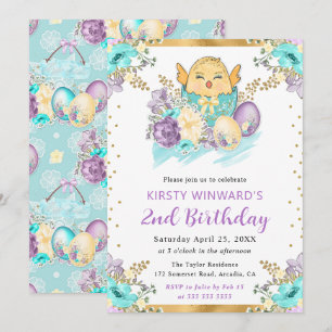 Invitation Joli Anniversaire de Pâques Floral Aquarelle Pouss