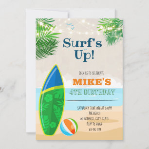 Invitation Joli anniversaire de surf de plage