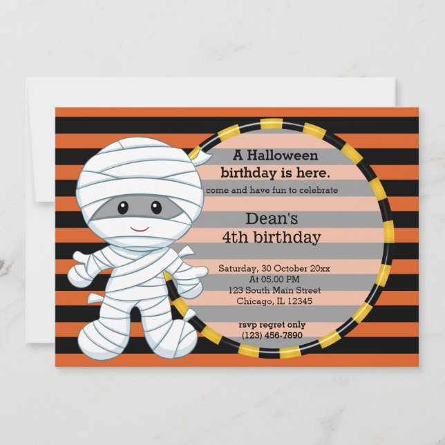 Invitation Joli anniversaire d'halloween (Devant)
