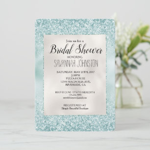 Invitation Joli Aqua Mint Glitzy Parties scintillant Fête des