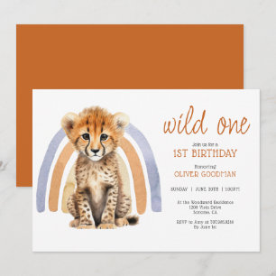 Invitation Joli aquarelle garçon sauvage 1er anniversaire gué