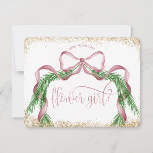 Invitation joli arc de Noël rose aquarelle FLOWER FILLE