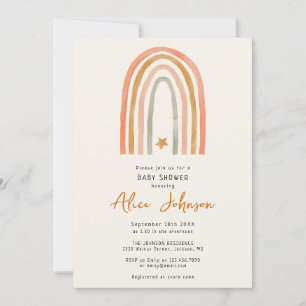 Invitation Joli Baby shower Arc-En-Ciel Et Étoile Boho