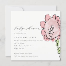 Invitation Joli Baby shower botanique à fleurs roses