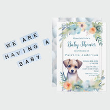 Joli Baby shower Brown pour garçon avec chiot