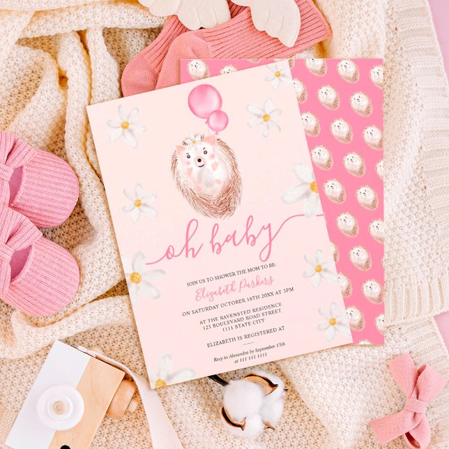 Invitation Joli baby shower d'aquarelle de fleur d'or (Créateur téléchargé)