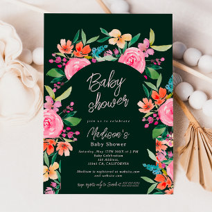 Invitation Joli baby shower d'arche fleurie de jardin