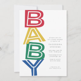 Invitation Joli baby shower de couleurs primaires modernes et