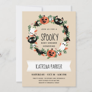 Invitation Joli Baby shower de couronne Éffrayante d'Hallowee